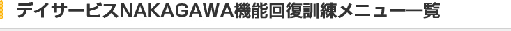 機能回復訓練メニュー一覧